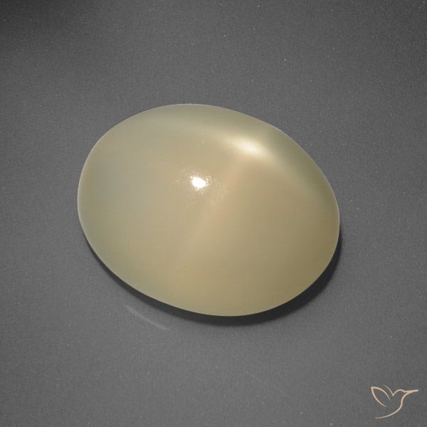 5.83ct Natürlicher hellgelb Sternmondstein, Oval, Lichtdurchlässig, Photo A