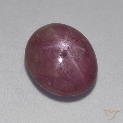 5.89ct Natürlicher Graues Magenta Sternrubin, Oval, Lichtundurchlässig