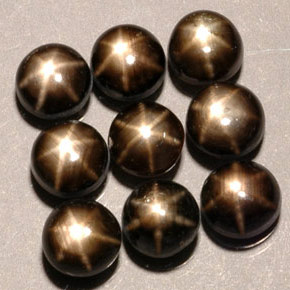  ct natürliche schwarzer Stern-Saphir-Edelsteine, Rundschliff, Lichtundurchlässig