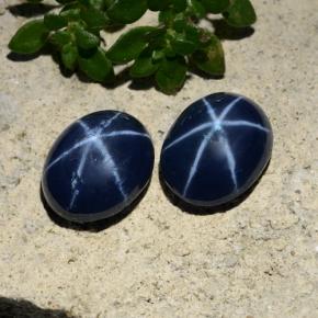 5.09 ct natürliche tiefblau Sternsaphir-Edelsteine, Oval Schliff, Lichtundurchlässig