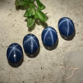 2.84 ct natürliche Tiefes Marineblau Sternsaphir-Edelsteine, Oval, Lichtundurchlässig