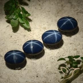 5.89 ct natürliche Tiefes Marineblau Sternsaphir-Edelsteine, Oval, Lichtundurchlässig