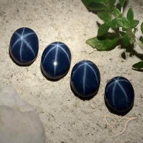 4.64 ct natürliche dunkelblau Sternsaphir-Edelsteine, Oval, Lichtundurchlässig