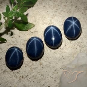 4.64 ct natürliche dunkelblau Sternsaphir-Edelsteine, Oval, Lichtundurchlässig