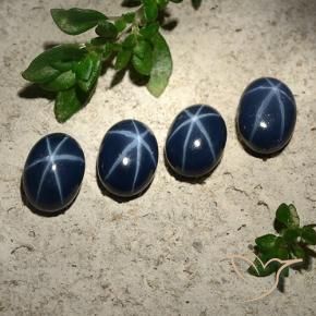 5.43 ct natürliche dunkelblau Sternsaphir-Edelsteine, Oval, Lichtundurchlässig