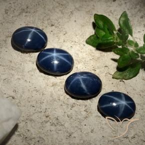3.92 ct natürliche Tiefes Marineblau Sternsaphir-Edelsteine, Oval, Lichtundurchlässig