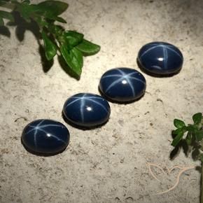 5.48 ct natürliche Tiefes Marineblau Sternsaphir-Edelsteine, Oval, Lichtundurchlässig