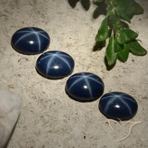 3.27 ct natürliche Tiefes Marineblau Sternsaphir-Edelsteine, Oval, Lichtundurchlässig