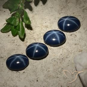 3.27 ct natürliche Tiefes Marineblau Sternsaphir-Edelsteine, Oval, Lichtundurchlässig