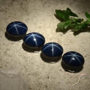 6.11 ct natürliche tiefblau Sternsaphir-Edelsteine, Oval, Lichtundurchlässig