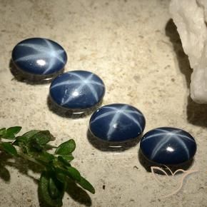 2.92 ct natürliche Tiefes Marineblau Sternsaphir-Edelsteine, Oval, Lichtundurchlässig