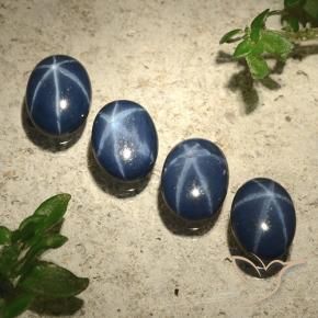 3.44 ct natürliche Tiefes Marineblau Sternsaphir-Edelsteine, Oval, Lichtundurchlässig