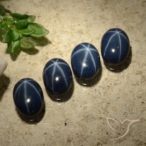 4.46 ct natürliche Tiefes Marineblau Sternsaphir-Edelsteine, Oval, Lichtundurchlässig