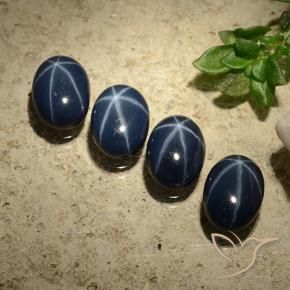 4.46 ct natürliche Tiefes Marineblau Sternsaphir-Edelsteine, Oval, Lichtundurchlässig