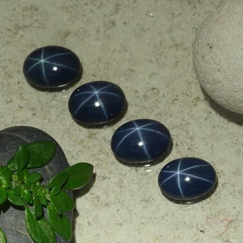 4.03 ct natürliche dunkelblau Sternsaphir-Edelsteine, Oval, Lichtundurchlässig
