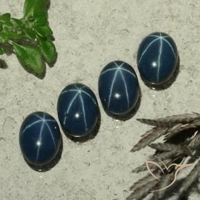 4.92 ct natürliche Tiefes Marineblau Sternsaphir-Edelsteine, Oval, Lichtundurchlässig