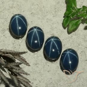 4.92 ct natürliche Tiefes Marineblau Sternsaphir-Edelsteine, Oval, Lichtundurchlässig