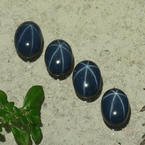 5.11 ct natürliche dunkelblau Sternsaphir-Edelsteine, Oval, Lichtundurchlässig