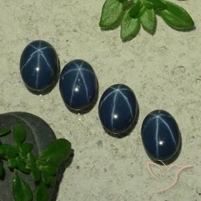 4.94 ct natürliche Tiefes Marineblau Sternsaphir-Edelsteine, Oval, Lichtundurchlässig