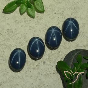 4.94 ct natürliche Tiefes Marineblau Sternsaphir-Edelsteine, Oval, Lichtundurchlässig