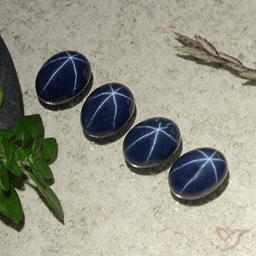 6.34 ct natürliche tiefblau Sternsaphir-Edelsteine, Oval, Lichtundurchlässig