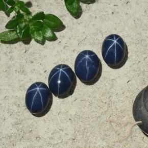 4.18 ct natürliche Tiefes Marineblau Sternsaphir-Edelsteine, Oval, Lichtundurchlässig