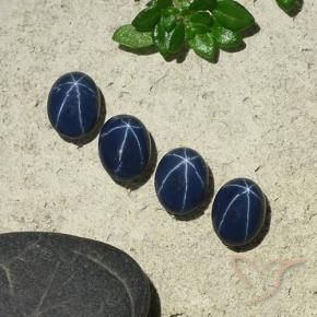 3.86 ct natürliche tiefblau Sternsaphir-Edelsteine, Oval, Lichtundurchlässig