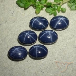 7.05 ct natürliche Tiefes Marineblau Sternsaphir-Edelsteine, Oval, Lichtundurchlässig