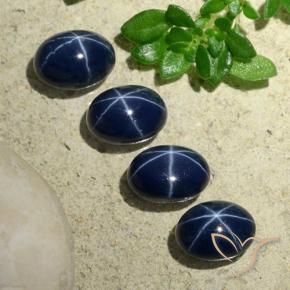 5.18 ct natürliche Tiefes Marineblau Sternsaphir-Edelsteine, Oval, Lichtundurchlässig