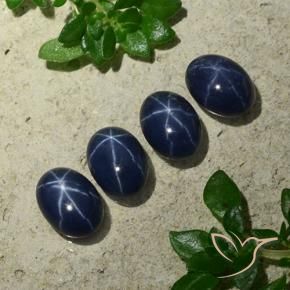 4.39 ct natürliche tiefblau Sternsaphir-Edelsteine, Oval, Lichtundurchlässig