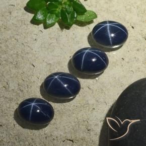 6.34 ct natürliche Tiefes Marineblau Sternsaphir-Edelsteine, Oval, Lichtundurchlässig