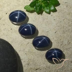 6.34 ct natürliche Tiefes Marineblau Sternsaphir-Edelsteine, Oval, Lichtundurchlässig