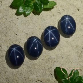 4.08 ct natürliche dunkelblau Sternsaphir-Edelsteine, Oval, Lichtundurchlässig