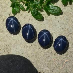 4.38 ct natürliche dunkelblau Sternsaphir-Edelsteine, Oval, Lichtundurchlässig