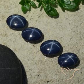 3.34 ct natürliche dunkelblau Sternsaphir-Edelsteine, Oval, Lichtundurchlässig