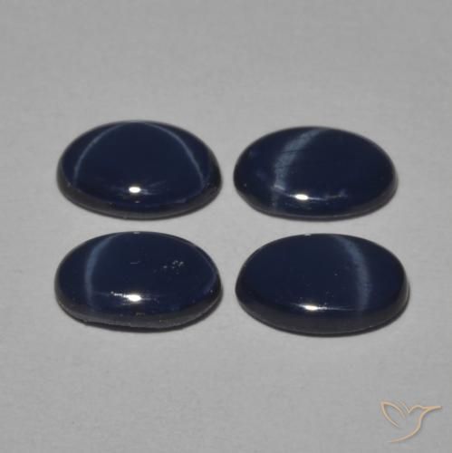 3.73 ct natürliche dunkelblau Sternsaphir-Edelsteine, Oval, Lichtundurchlässig