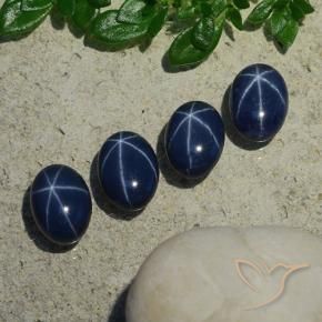 4.99 ct natürliche Tiefes Marineblau Sternsaphir-Edelsteine, Oval, Lichtundurchlässig