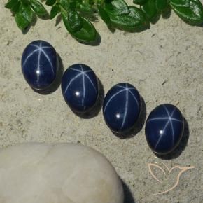 4.99 ct natürliche Tiefes Marineblau Sternsaphir-Edelsteine, Oval, Lichtundurchlässig