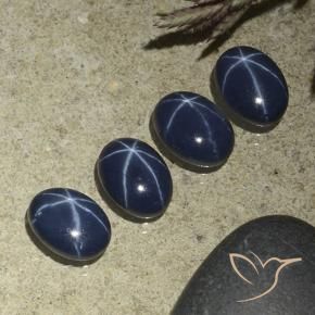 4.29 ct natürliche dunkelblau Sternsaphir-Edelsteine, Oval, Lichtundurchlässig