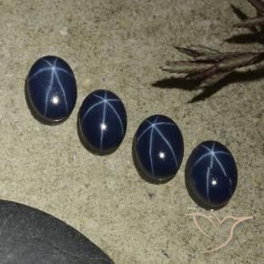 4.24 ct natürliche dunkelblau Sternsaphir-Edelsteine, Oval, Lichtundurchlässig