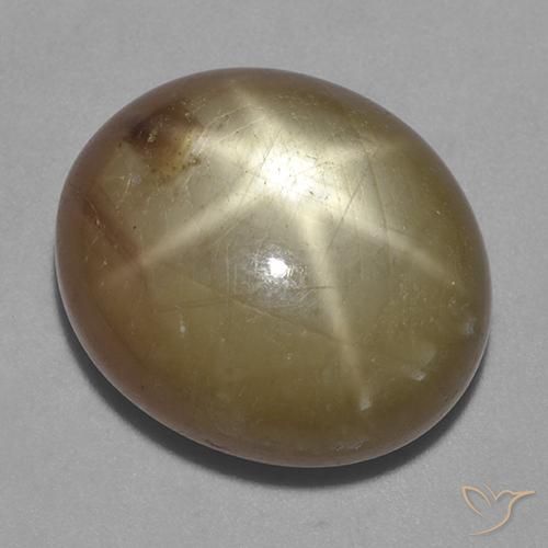 30.08ct Natürlicher Orangenes Gold Sternsaphir, Oval, Lichtundurchlässig