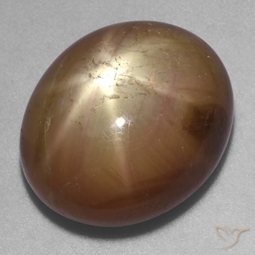 22.20ct Natürlicher Orangenes Gold Sternsaphir, Oval, Lichtundurchlässig