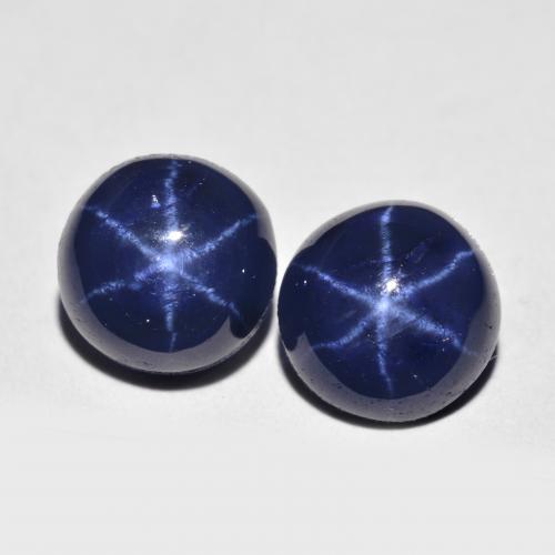 5,04 ct natürliche blauer Stern-Saphir-Edelsteine, Rundschliff, Lichtundurchlässig