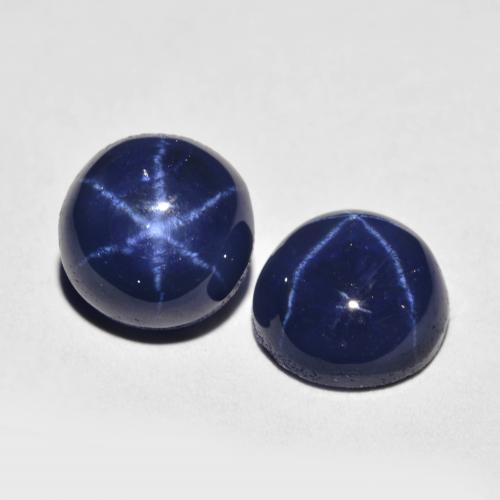5,04 ct natürliche blauer Stern-Saphir-Edelsteine, Rundschliff, Lichtundurchlässig