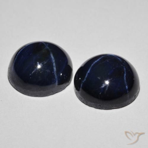 8.93 ct natürliche Tiefes Marineblau Sternsaphir-Edelsteine, Rund Schliff, Lichtundurchlässig