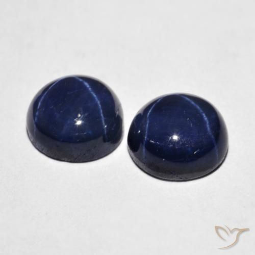 5.16 ct natürliche Navy blau Sternsaphir-Edelsteine, Runden, Lichtundurchlässig