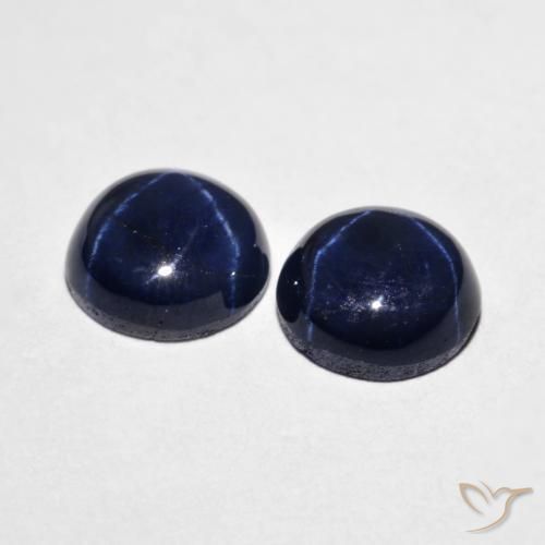4.11 ct natürliche Navy blau Sternsaphir-Edelsteine, Runden, Lichtundurchlässig