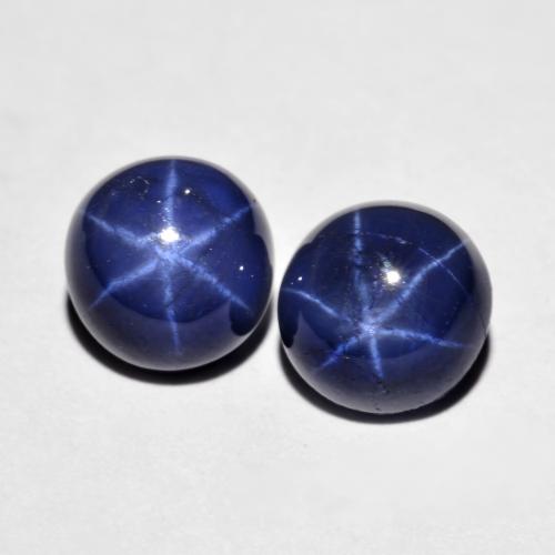 5,25 ct natürliche blauer Stern-Saphir-Edelsteine, Rundschliff, Lichtundurchlässig
