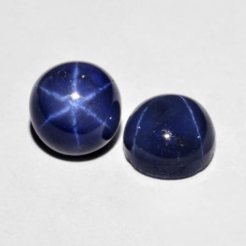 5,25 ct natürliche blauer Stern-Saphir-Edelsteine, Rundschliff, Lichtundurchlässig