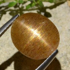 9,17 ctw natürlicher gold-braun Sternsonnenstein, Oval Schliff, Lichtdurchlässig